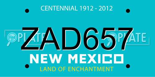ZAD657 New Mexico License Plate