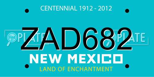 ZAD682 New Mexico License Plate
