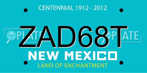 ZAD68T New Mexico License Plate