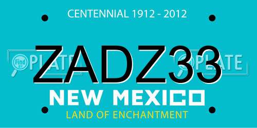 ZADZ33 New Mexico License Plate