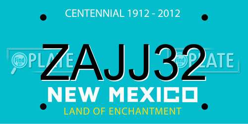 ZAJJ32 New Mexico License Plate