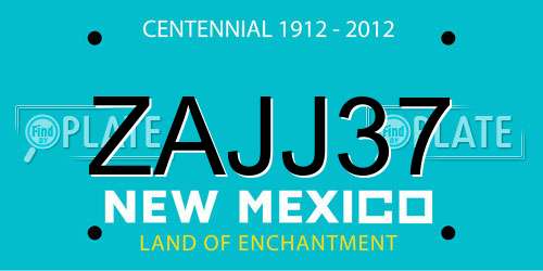 ZAJJ37 New Mexico License Plate