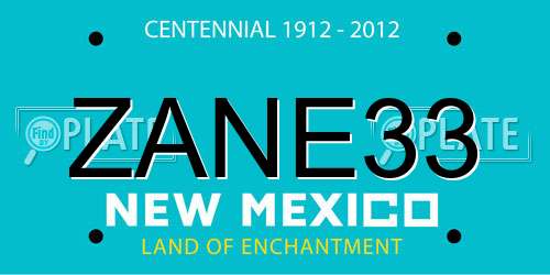 ZANE33 New Mexico License Plate