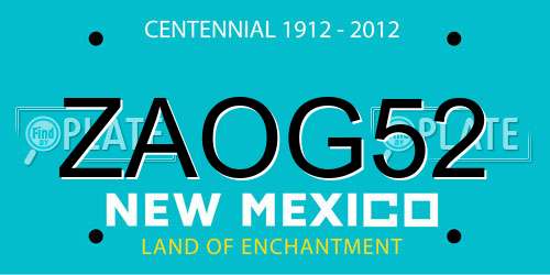 ZAOG52 New Mexico License Plate