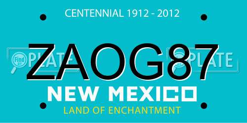 ZAOG87 New Mexico License Plate