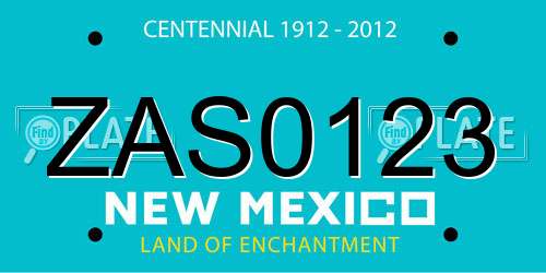 ZAS0123 New Mexico License Plate