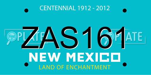 ZAS161 New Mexico License Plate