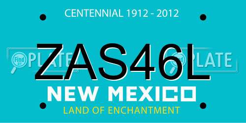 ZAS46L New Mexico License Plate