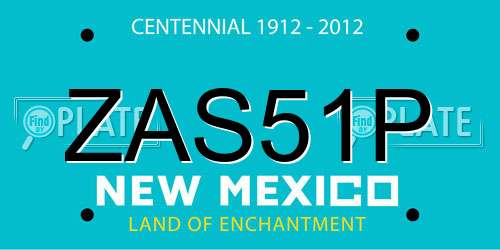 ZAS51P New Mexico License Plate