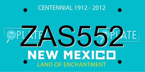 ZAS552 New Mexico License Plate