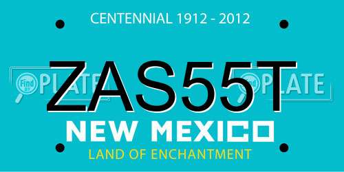 ZAS55T New Mexico License Plate