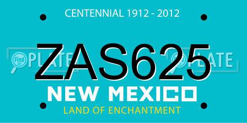 ZAS625 New Mexico License Plate