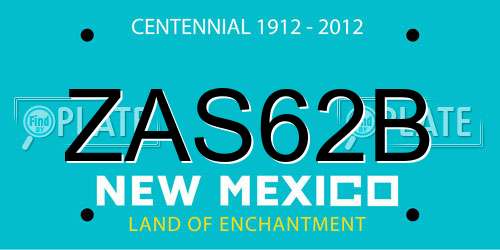 ZAS62B New Mexico License Plate