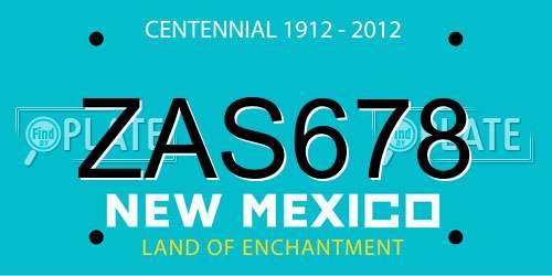 ZAS678 New Mexico License Plate