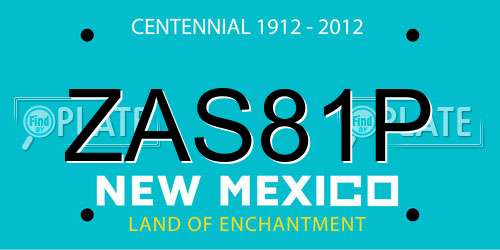 ZAS81P New Mexico License Plate