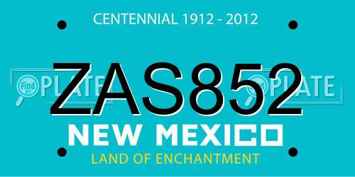 ZAS852 New Mexico License Plate