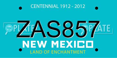 ZAS857 New Mexico License Plate