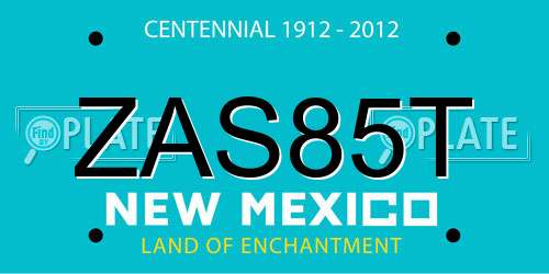 ZAS85T New Mexico License Plate