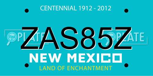 ZAS85Z New Mexico License Plate