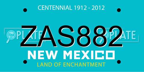 ZAS882 New Mexico License Plate