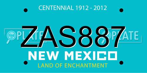 ZAS887 New Mexico License Plate