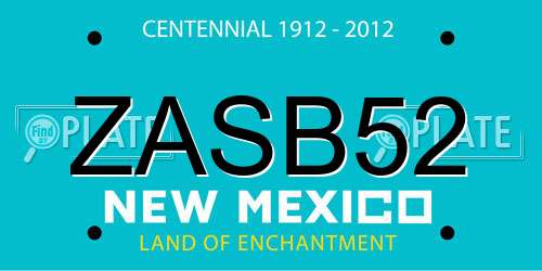 ZASB52 New Mexico License Plate