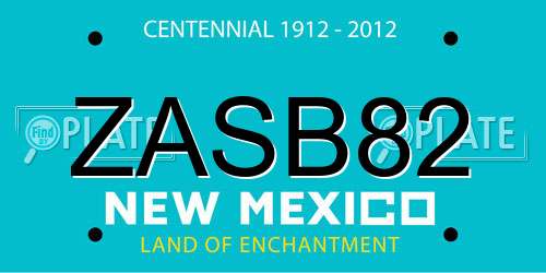 ZASB82 New Mexico License Plate