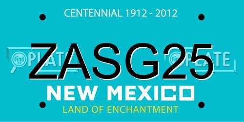 ZASG25 New Mexico License Plate
