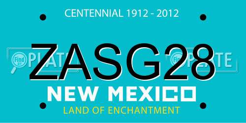 ZASG28 New Mexico License Plate