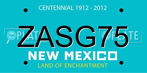 ZASG75 New Mexico License Plate