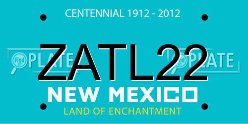 ZATL22 New Mexico License Plate