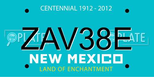 ZAV38E New Mexico License Plate