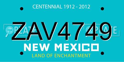 ZAV4749 New Mexico License Plate