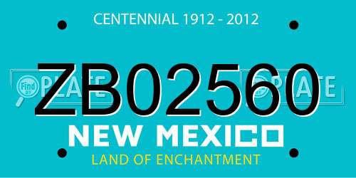 ZB02560 New Mexico License Plate