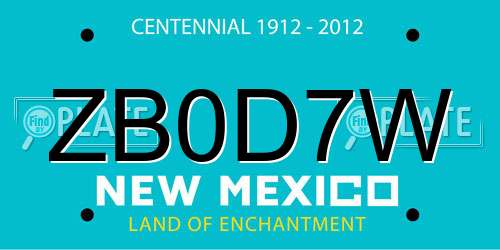 ZB0D7W New Mexico License Plate