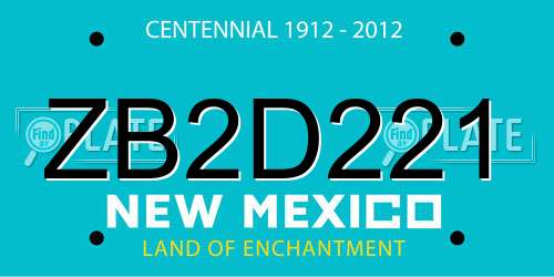 ZB2D221 New Mexico License Plate
