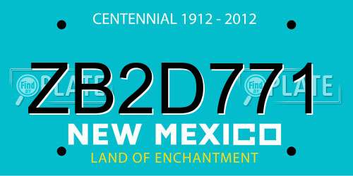 ZB2D771 New Mexico License Plate
