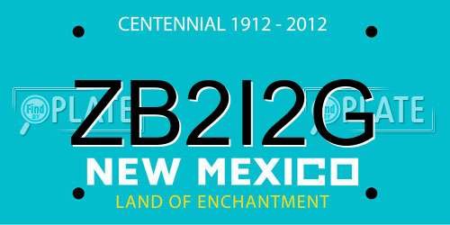 ZB2I2G New Mexico License Plate
