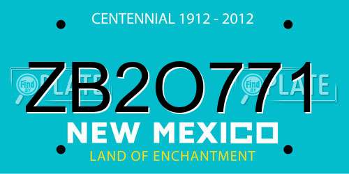 ZB2O771 New Mexico License Plate