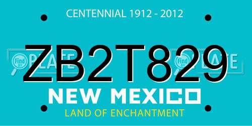ZB2T829 New Mexico License Plate