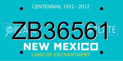 ZB36561 New Mexico License Plate