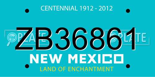 ZB36861 New Mexico License Plate
