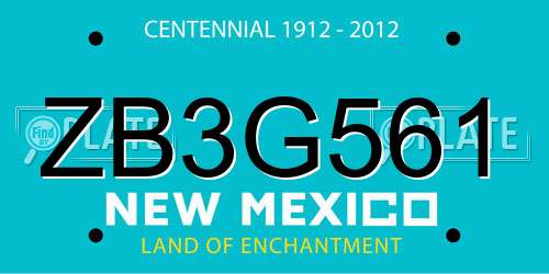 ZB3G561 New Mexico License Plate