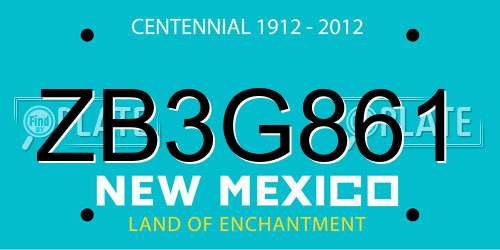 ZB3G861 New Mexico License Plate
