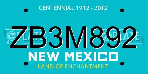 ZB3M892 New Mexico License Plate