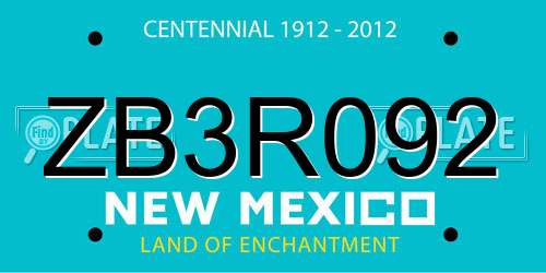 ZB3R092 New Mexico License Plate