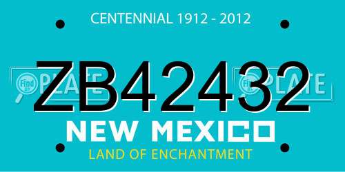 ZB42432 New Mexico License Plate