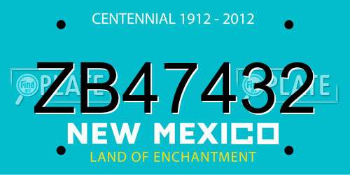 ZB47432 New Mexico License Plate