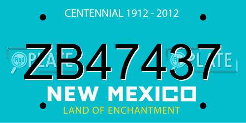 ZB47437 New Mexico License Plate