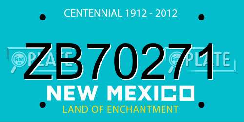 ZB70271 New Mexico License Plate